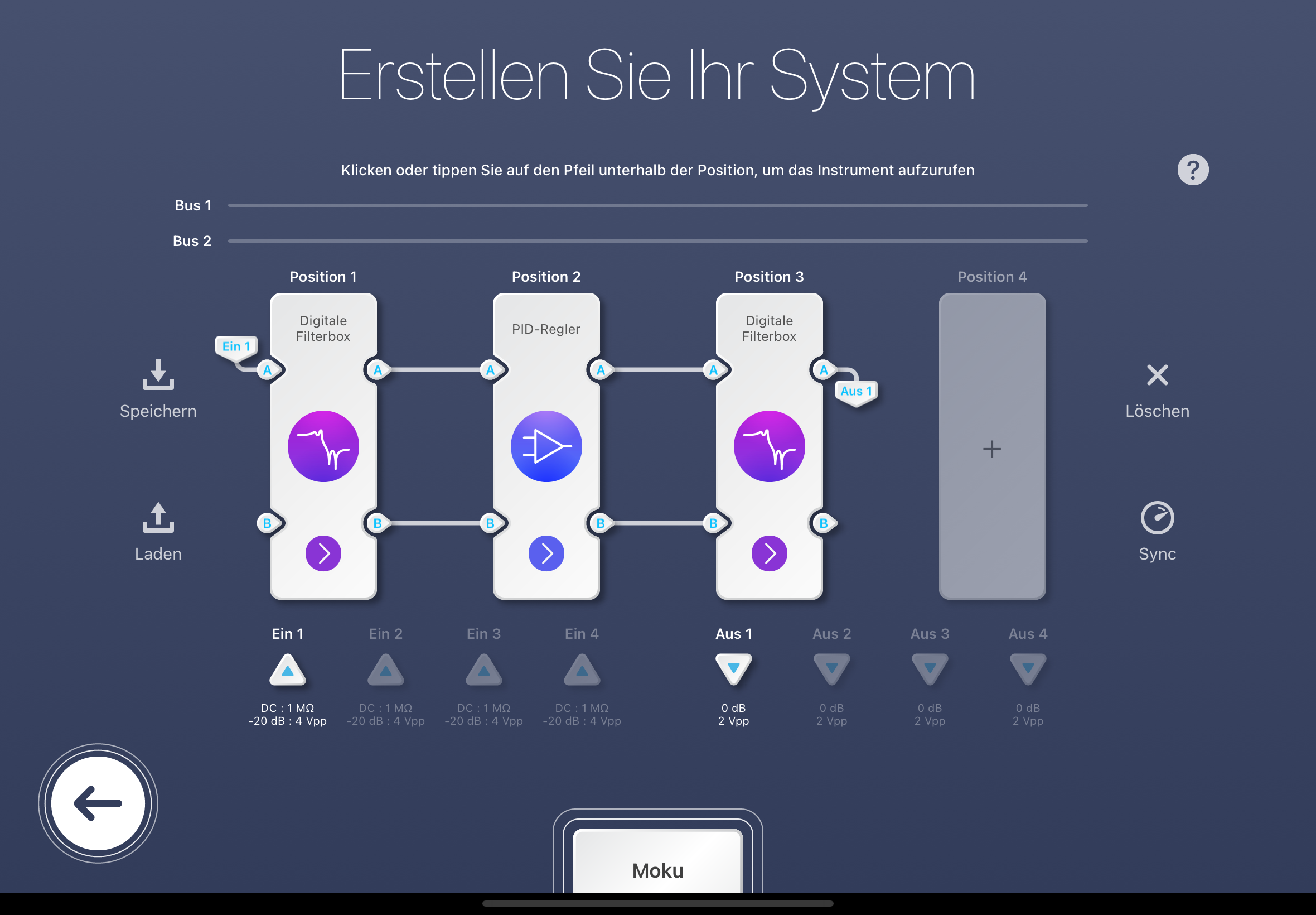 Moku:Pro のマルチ機器モード: デジタル フィルター ボックス、PID コントローラー、および別のデジタル フィルター ボックス