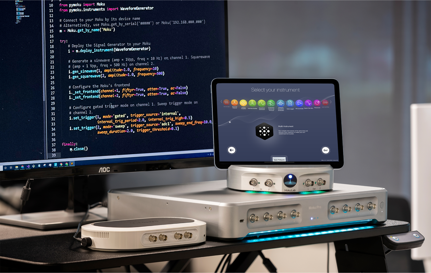 Moku hardware and instruments menu screen