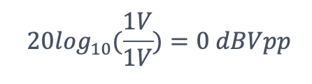 1&nbsp;Vpp expressed in dBVpp gives: