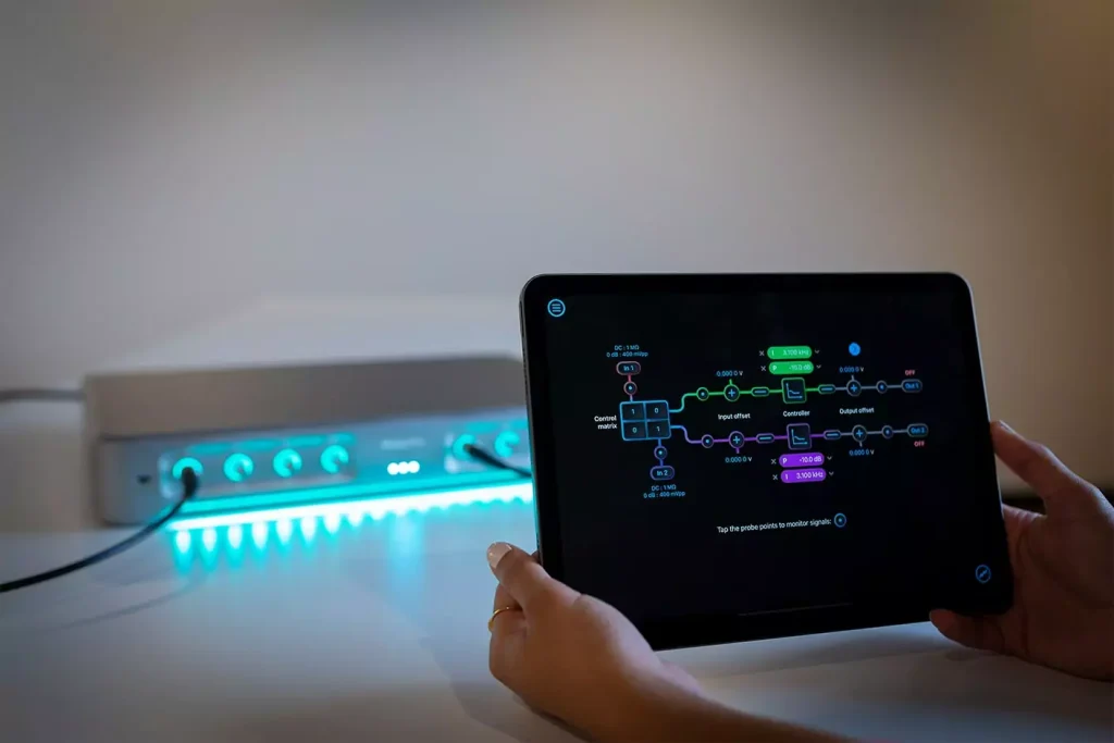 Moku:Pro control system setup with PID Controller software on iPad
